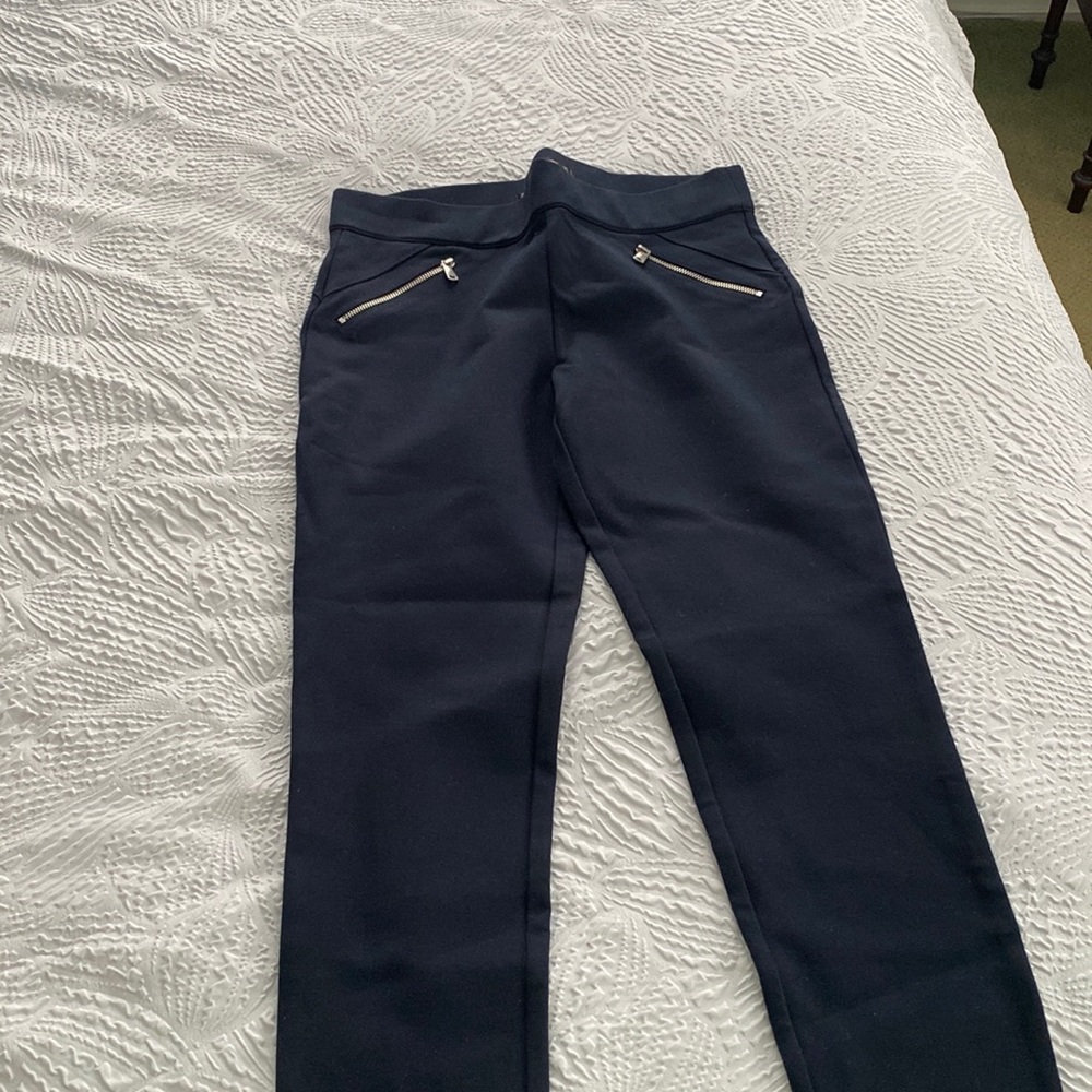 ZARA Navy Blue Leggings with Zippers